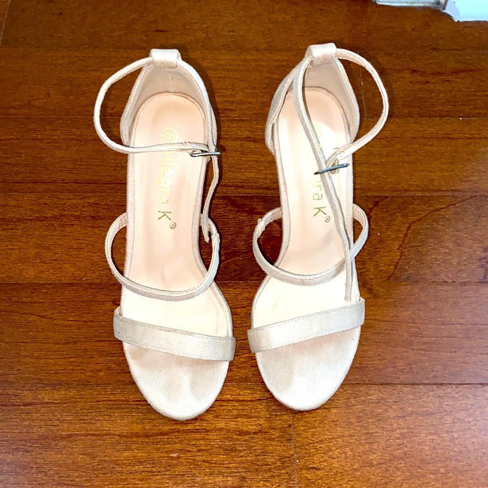 Nude strappy heels